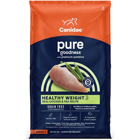 CANIDAE咖比 PURE 新鮮雞肉 豌豆無穀物體重控制配方狗糧 24 LB