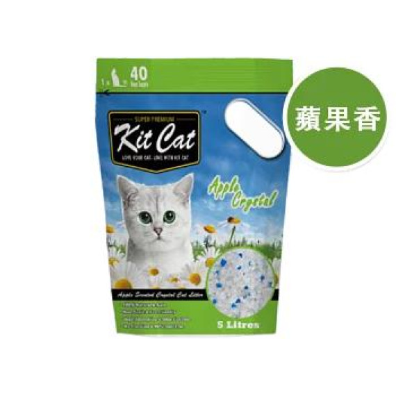 Kit Cat 高品質消臭 水晶貓砂 蘋果香味5L