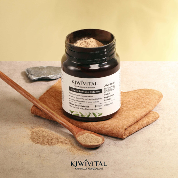 Kiwivital - 紐西蘭寵物橄欖葉草療 150克 強化免疫氣管．護心抗糖．擊退「菌癬蟲毒」感染 