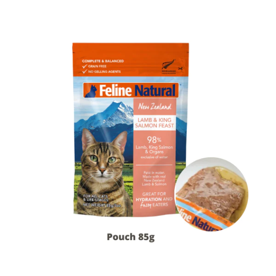 F9 Feline Natural Lamb King Salmon Feast 羊肉 三文魚貓濕軟包 85G