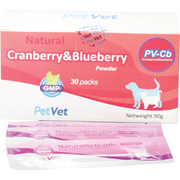 (7折)PetVet PV-CB 小紅莓藍莓粉 [貓狗適用]3G X 30 CRANBERRY & BLUEBERRY POWDER (EXP：17/01/2025）